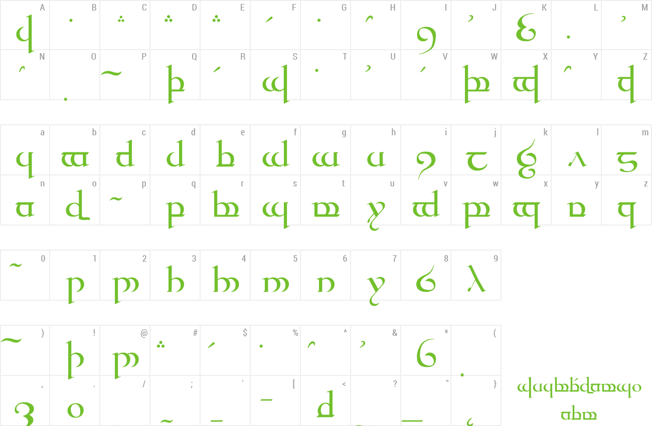 Font Tengwar Quenya preview